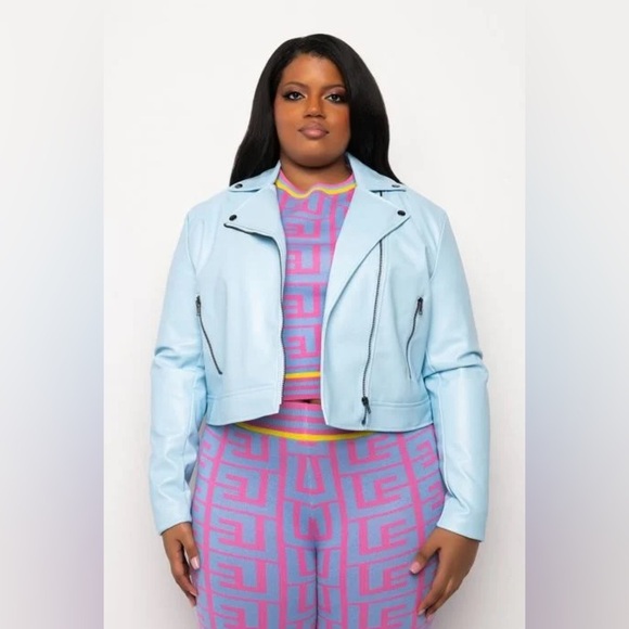 PLUS AZALEA WANG ICE COLD SPRING MOTO JACKET - Picture 3 of 9